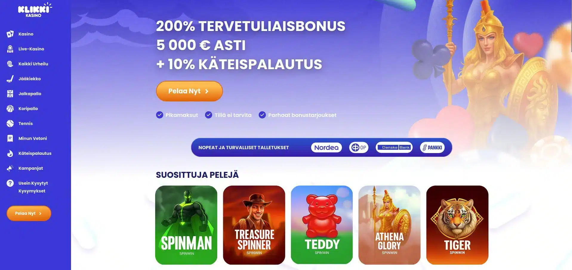 klikkikasino vedonlyöntibonukset